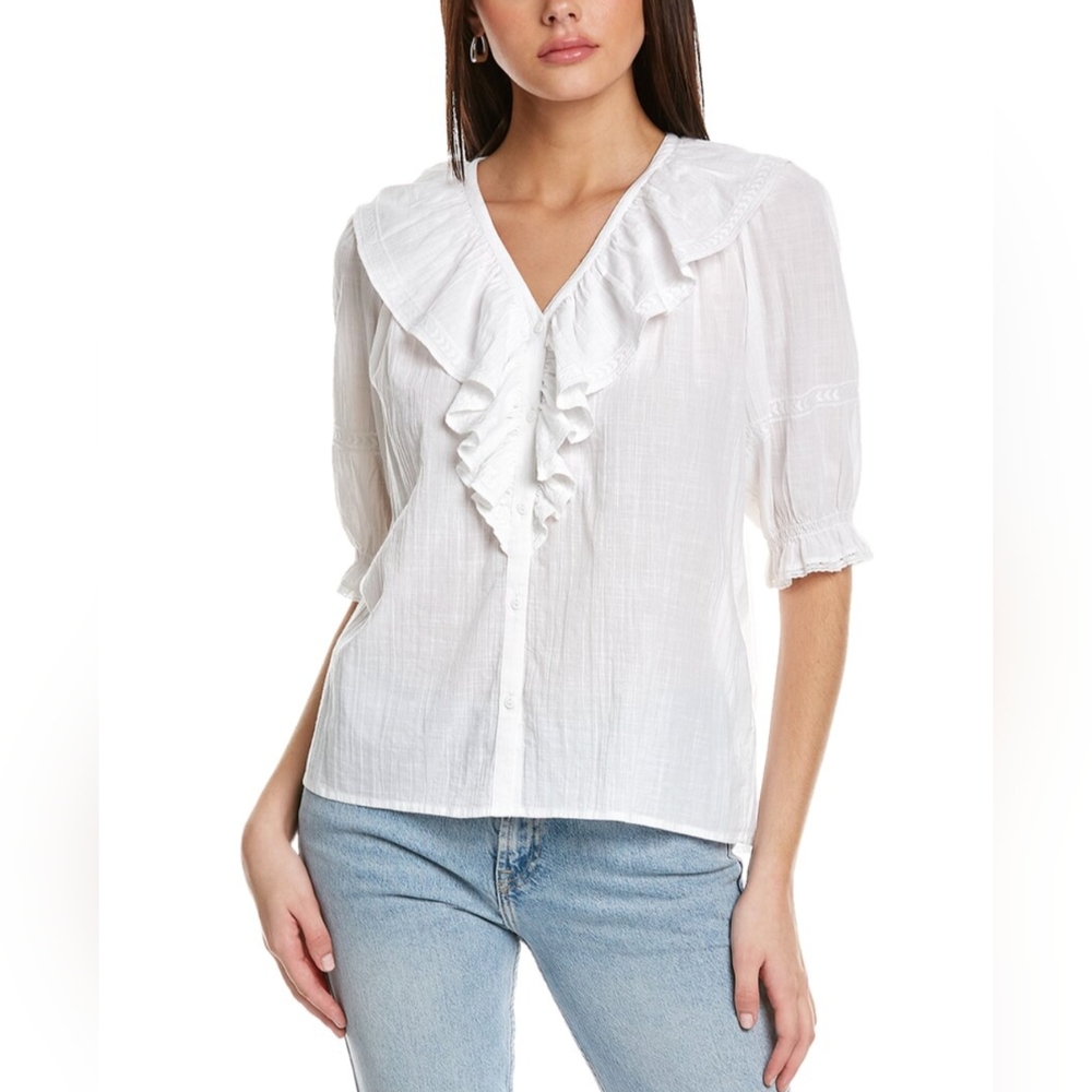 ba&ash White Ruffle Blouse SZ XS